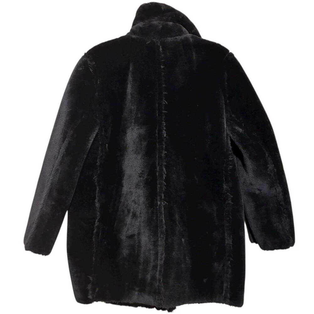 NWTs J Crew Faux Fur Peacoat Black Sz S Fuzzy Double Breasted Coat Oversized - Picture 2 of 7